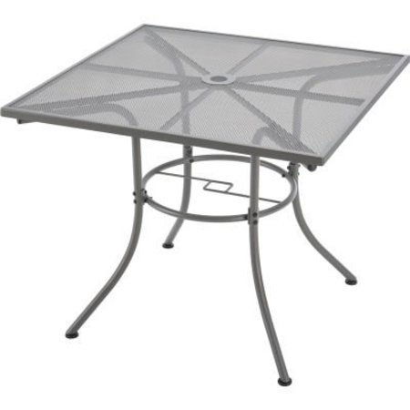 GEC Interion 36in Square Outdoor Caf Table, Steel Mesh, Gray 262079GY